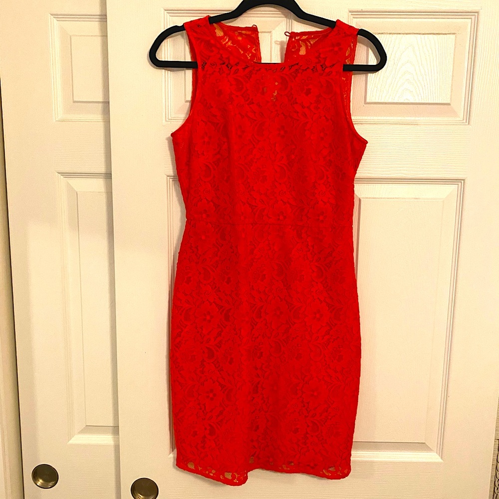 Red lace Jcrew sheath dress